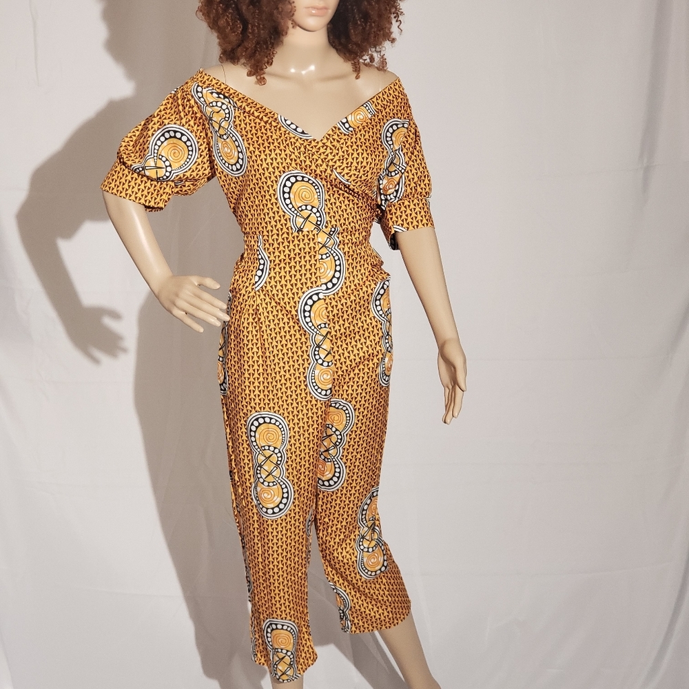 Golden Yellow African Print Jumpsuit